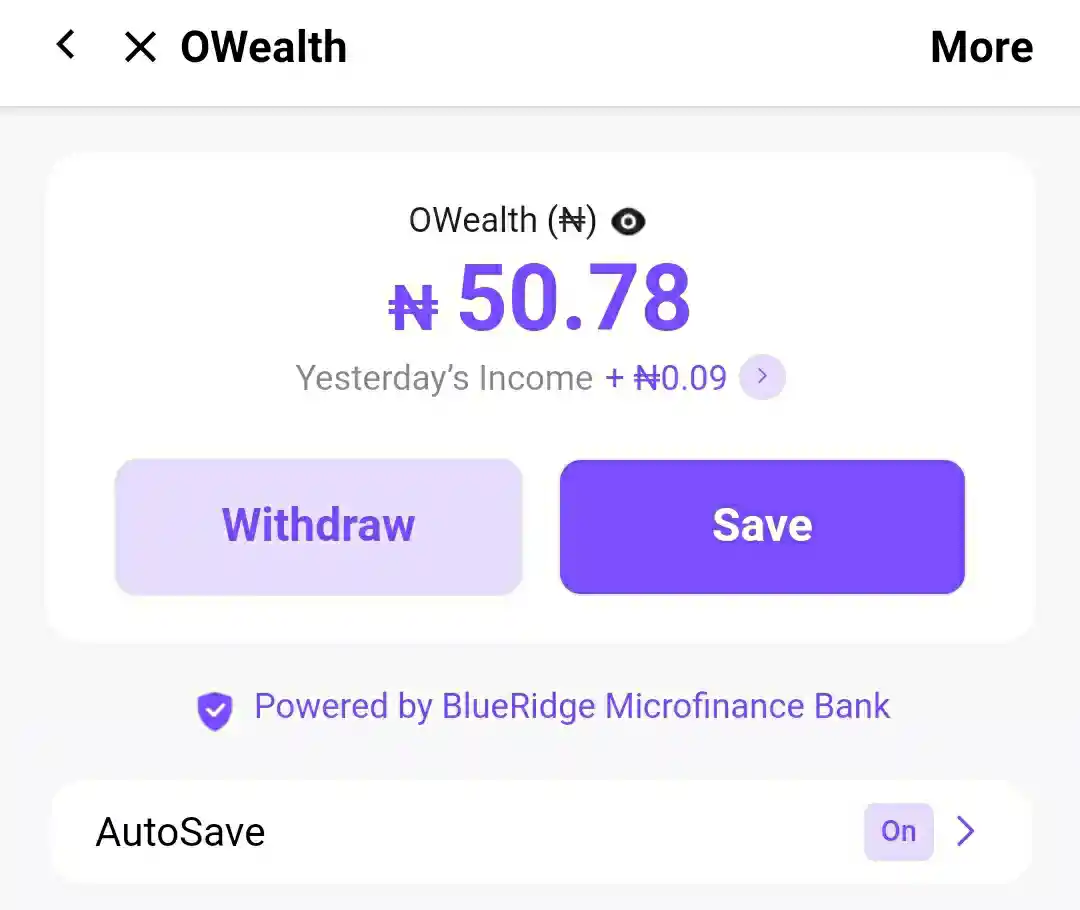 Screenshot of owealth dashboard