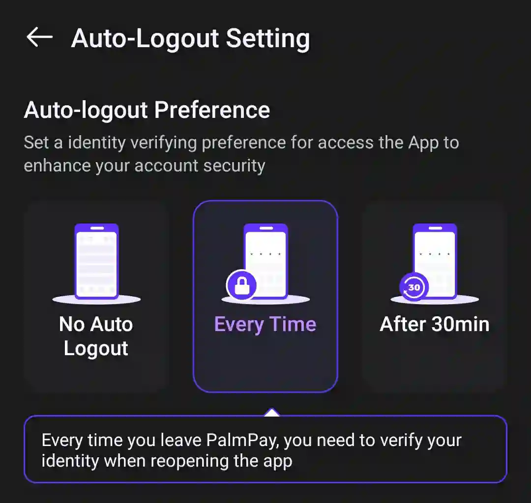 Auto Logout settings screenshot illustration