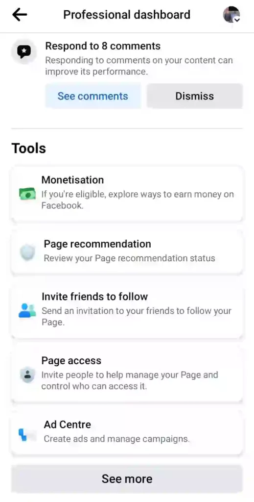Facebook app Monetization screenshot